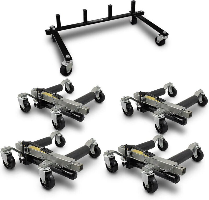 4 Stück pkw Rangierhilfe Rangierheber hydraulisch Wagenheber Auto Rangierroller Rangierheber belastbar bis 680 kg pro Ra...