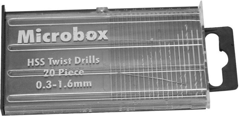 20-teiliges Mini-Mikro-HSS-Mikrobohrer-Set, Microbox-HSS-Bohrer-Set 0,3–1,6 mm mit Etui für Holz und Kunststoff mumu