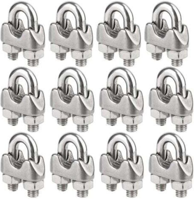 Jalleria - 12 Edelstahl-Kabelbinder für Drahtseile mit 5 mm Durchmesser (M5)