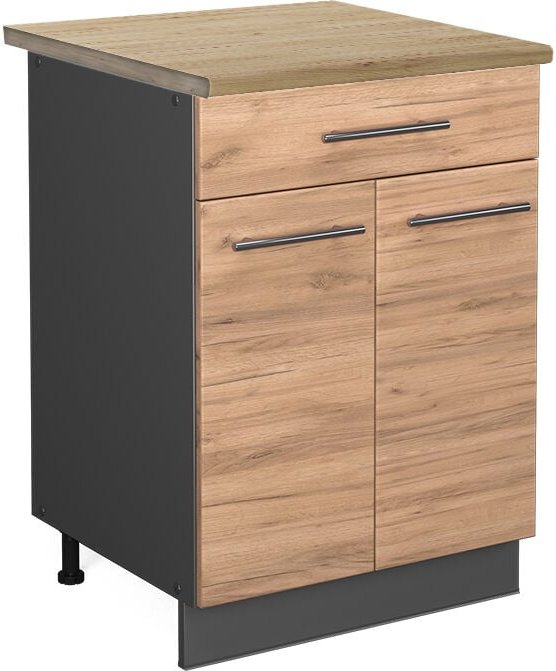 Vicco - Küchenunterschrank Fame-Line, Goldkraft Eiche, 60 cm mit Schublade, ap Eiche