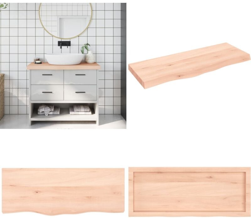 Waschtischplatte 100x40x(2-6) cm Massivholz Unbehandelt - Massivt Holzh Platte - Eiche Waschttischplatte - Badrenovierun...