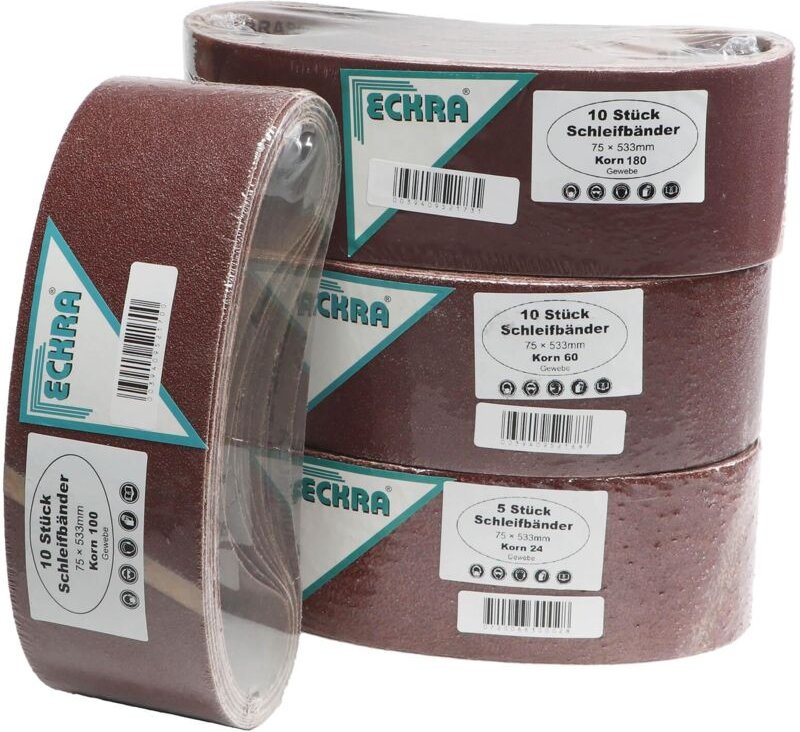 Schleifband 75x533 mm 35 Schleifbänder Mix Sortiment Korn 24-60-100-180 - Eckra