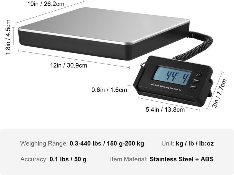 Mophorn - Digitale Versandwaage von 440 lbs x 1,7 oz, ac/dc, lcd für Postpakete