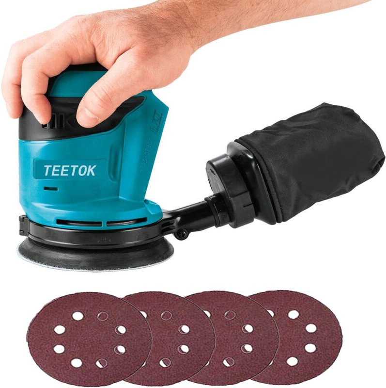 Teetok - Exzenterschleifer,Akku-Exzenterschleifer,Bürstenlos, Exzenterschleifer Poliermaschine 18 v Ø125 mm mit Staubbeu...