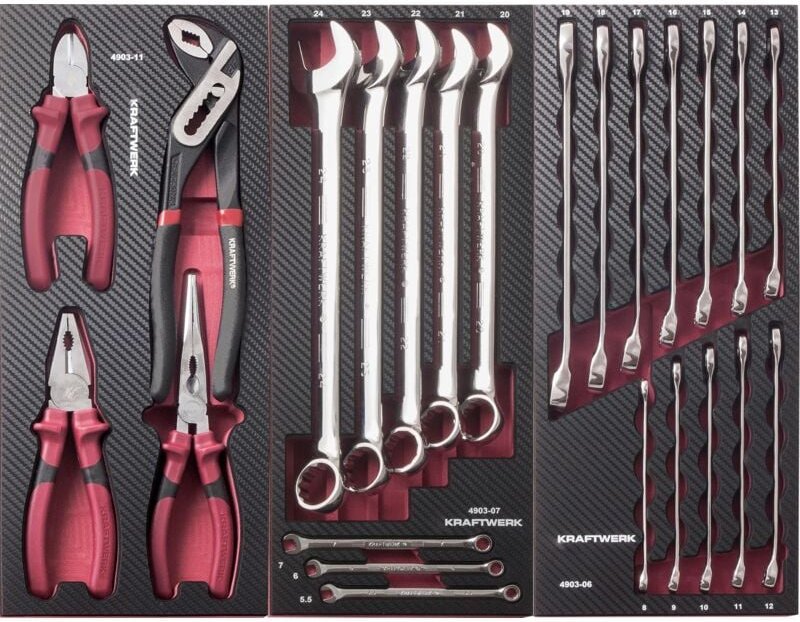 Kraftwerk - Werkzeug-Satz, eva, Ring-Maulschlüssel und Zangen, 24-tlg