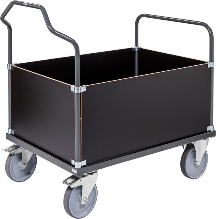 Kongamek ergonomischer Kastenwagen in dunkelgrau 1090x700x1065mm mit MDF-Platte, Gummibereifung und Bremse