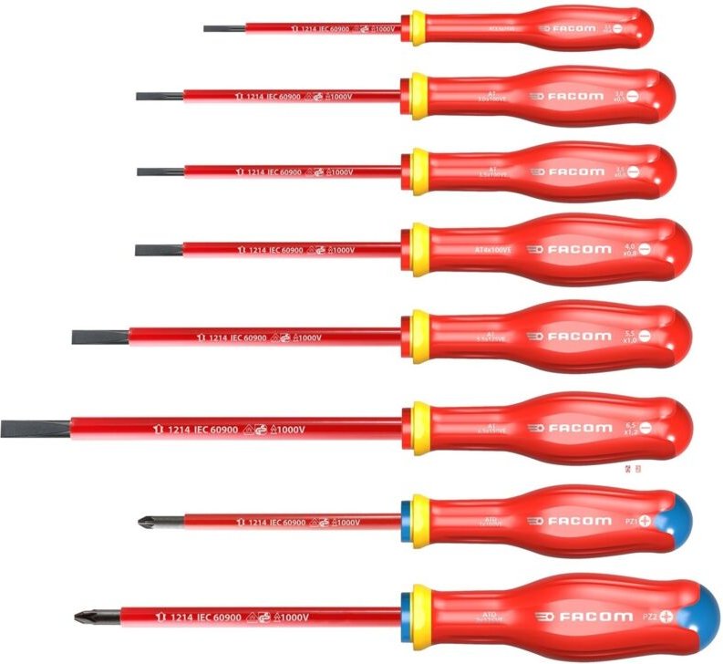 Satz mit 8 Schraubendrehern Protwist isoliert 1000 Volt Facom ATD.J8VE