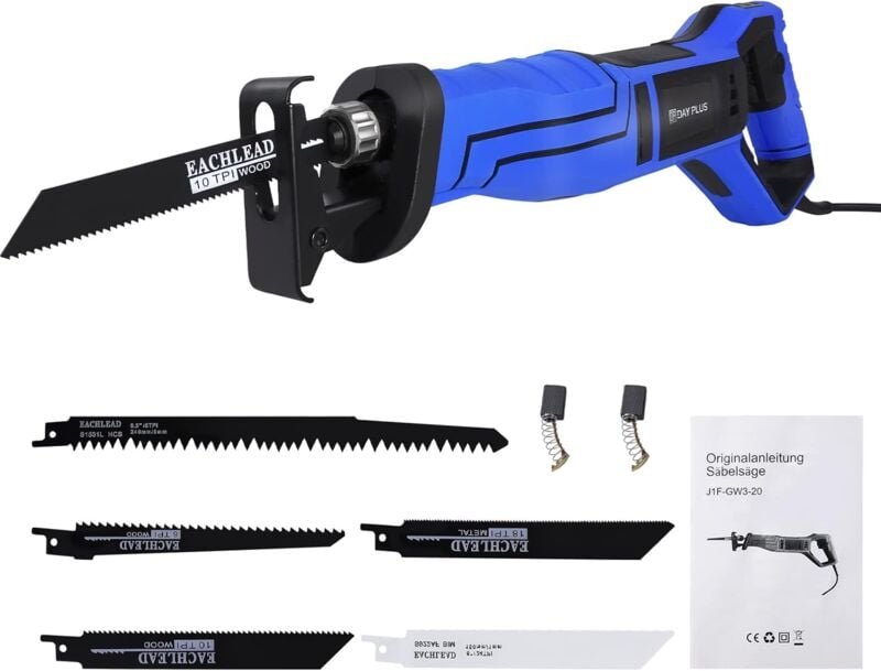 Dayplus - Säbelsäge Universalsäge mit 5 Sägeblättern Zum Schneiden von Holz/PVC Kunststoff