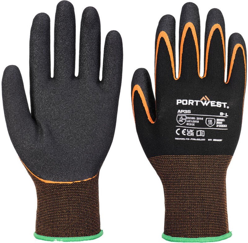 Gant Grip 15 Nitril doppelte Handfläche Schwarz/Orange L - Größe 9