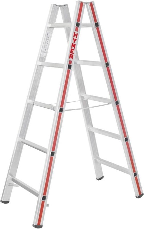 Hymer Sprossenstehleiter, beidseitig begehbar, 2x5 Sprossen, 1,47 m