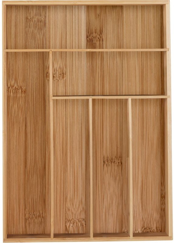 Relaxdays Besteckkasten, 6 Fächer, Bambus, Schubladenkasten für Besteck & Küchenutensilien, HBT: 5 x 30,5 x 43 cm, natur
