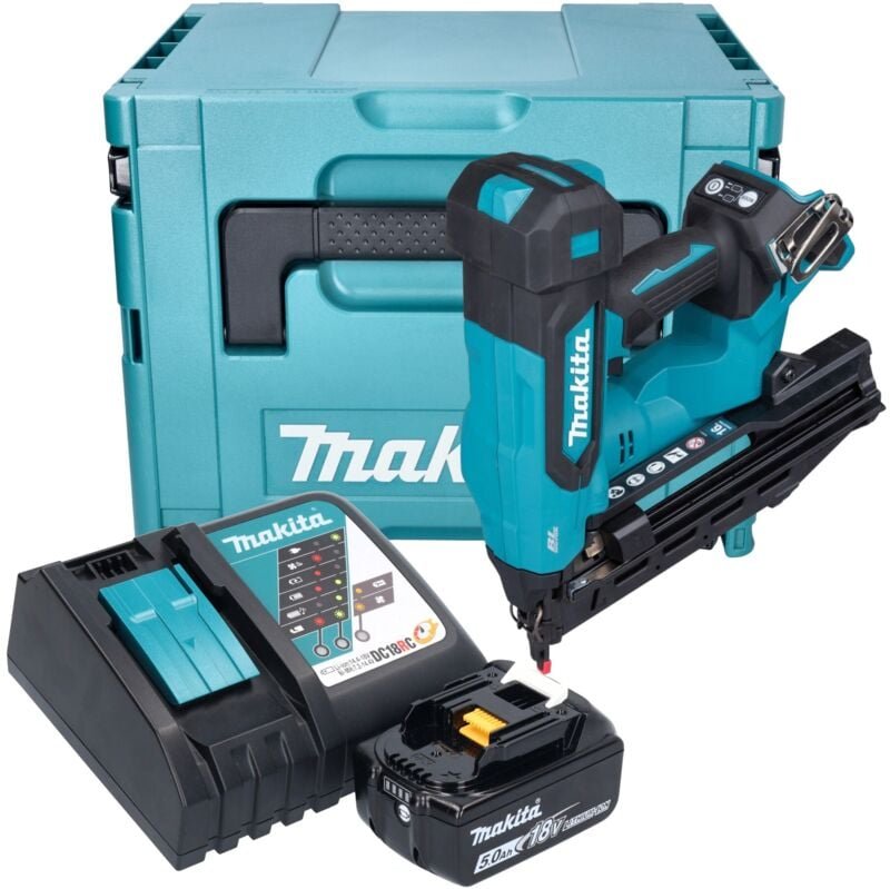 Dbn 610 RT1J Akku Stauchkopfnagler 18 v 32 - 64 mm Brushless + 1x Akku 5,0 Ah + Ladegerät + Makpac - Makita