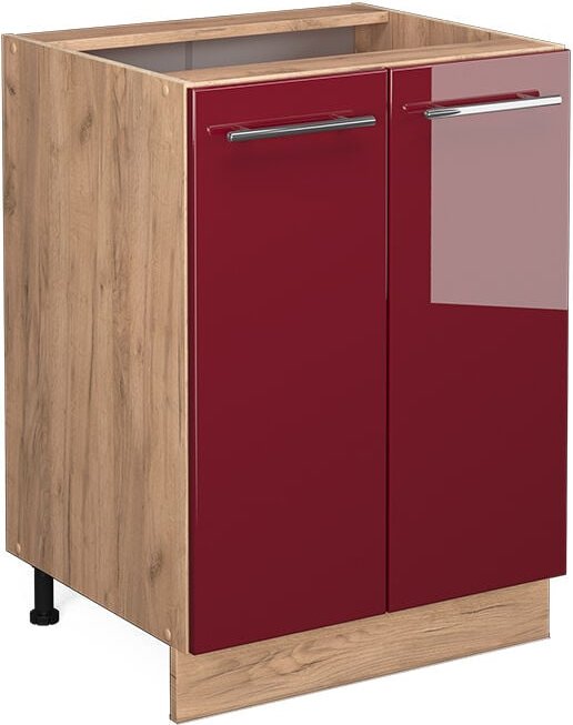 Vicco - Küchenunterschrank Fame-Line, Bordeaux Hochglanz, 60 cm , ap Anthrazit