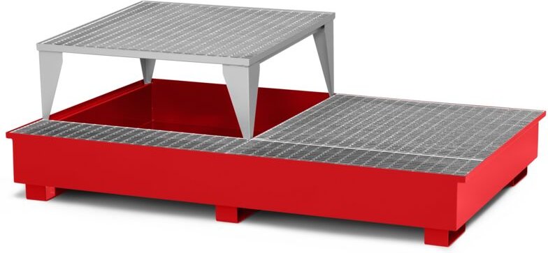 RR Industrietechnik Typ RTA-21 Auffangwannen für IBC aus Stahl mit Abfüllbereich RAL 3000 feuerrot