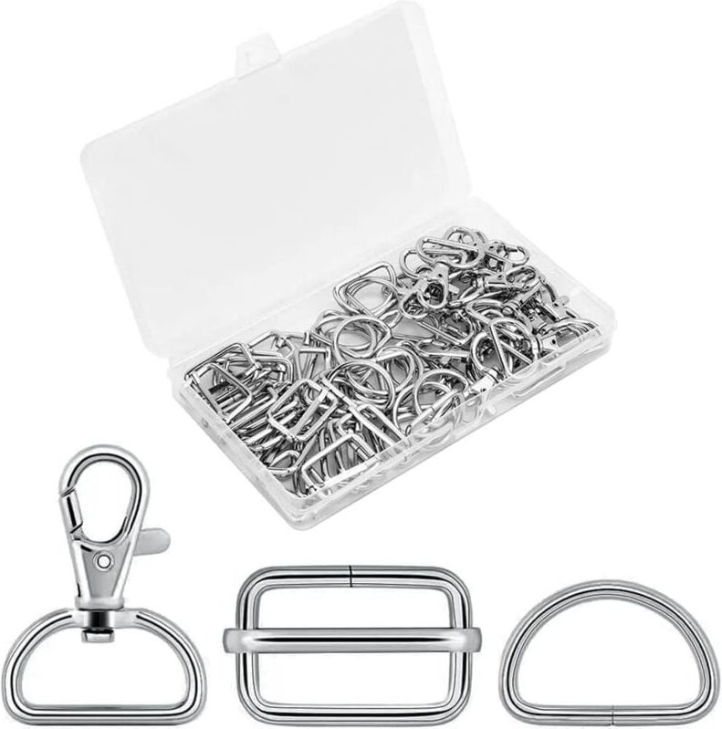 60 Stück Karabinerhaken für Handtaschen, Nähzubehör, drehbare Karabinerhaken zum Nähen, dreigleitende Metallschnalle + D...