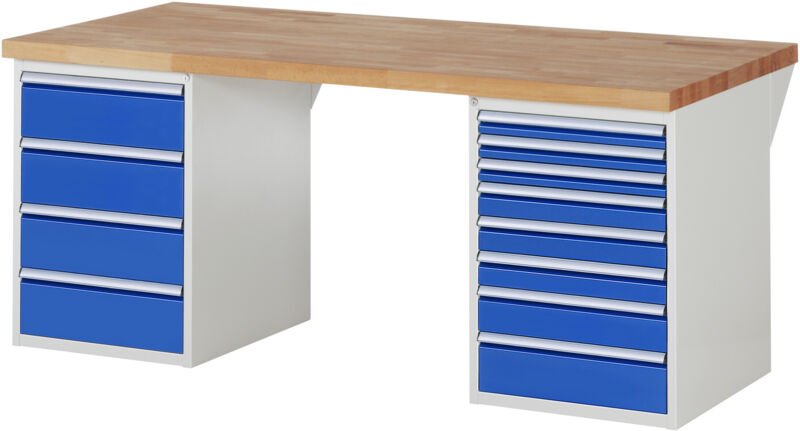 Werkbank 7822A3, B2000xT900xH840mm, 12x Schublade-TA - RAU