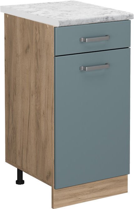 Küchenunterschrank R-Line, Blau-Grau, 40 cm AP Marmor, Vicco