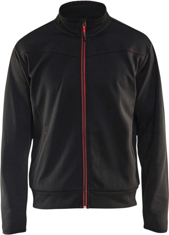 Blaklader - Blakläder Sweatjacke Service Plus, schwarz / rot, Unisex-Größe: m