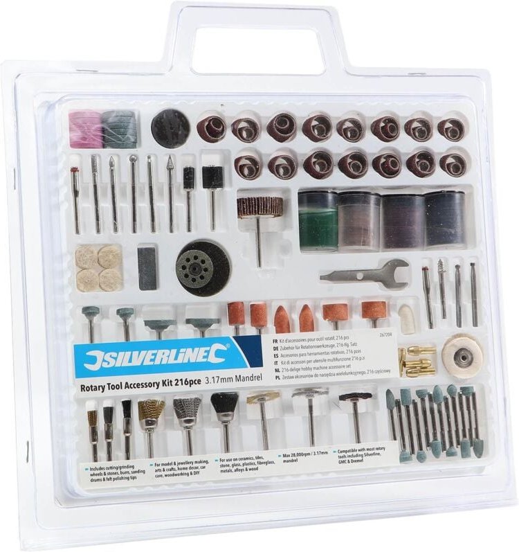 Silverline - Multifunktionswerkzeug Zubehör Set 216 teilig kompatibel mit Dremel