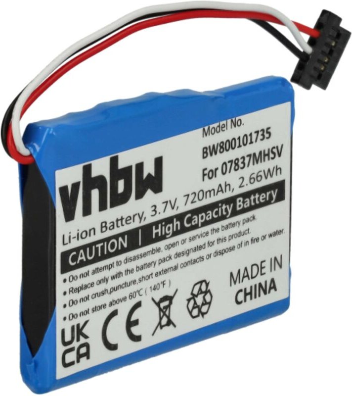 Vhbw - 1x Akku kompatibel mit Becker Active 50, 43 Talk, 43 Traffic, 43 Transit gps Navigation Navi (720 mAh, 3,7 v, Li-...