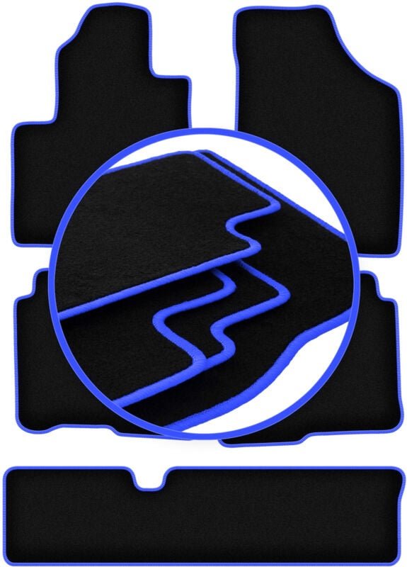 CARLUX-BLUE Auto-Fußmatten für: Hyundai SantaFe II 7 Sitze (2006-2012)