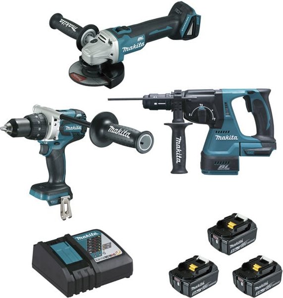 Thumbnail - 3-teiliges MAKITA BL1850B Maschinen-Set (DGA506 + DDF481 + DHR243) mit Akku DLX3092TJ