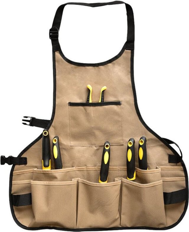 Thumbnail - Tigrezy - Gartenschürze mit großen Taschen für Damen, 14 Taschen, wasserdichte Werkzeugschürze, Arbeitsschürze, strapazi...