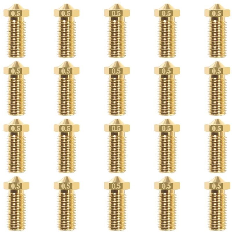 20 Stück 0,5 mm vulkanische Messing-3D-Düse für V5 V63D-Drucker, Extruder-Druckkopf-Jet