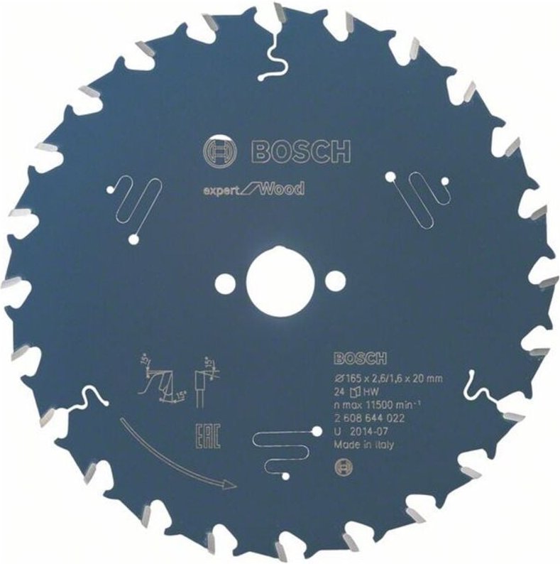 Experten-Kreissägeblatt Ø165x20 mm 24 Zähne für Holz Bosch 2608644022