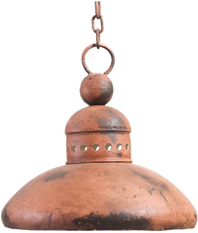 Industrieller nicht elektrifizierter Hängeleuchter L29xPR29xH35 cm aus Eisen mit antikem orangefarbenem Finish