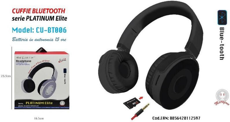 Trade Shop - BLUETOOTH-KOPFHÖRER MIKROFON 15 STUNDEN AKKU SMARTPHONE MUSIK MAXTECH CU-BT006 -