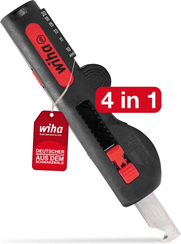Wiha Abisolier-Multitool für Rundkabel 125 mm I Abmanteln 8 - 13 mm I Abisolieren 0,5 - 6 mm² I Rund-, Längsabmanteln, A...