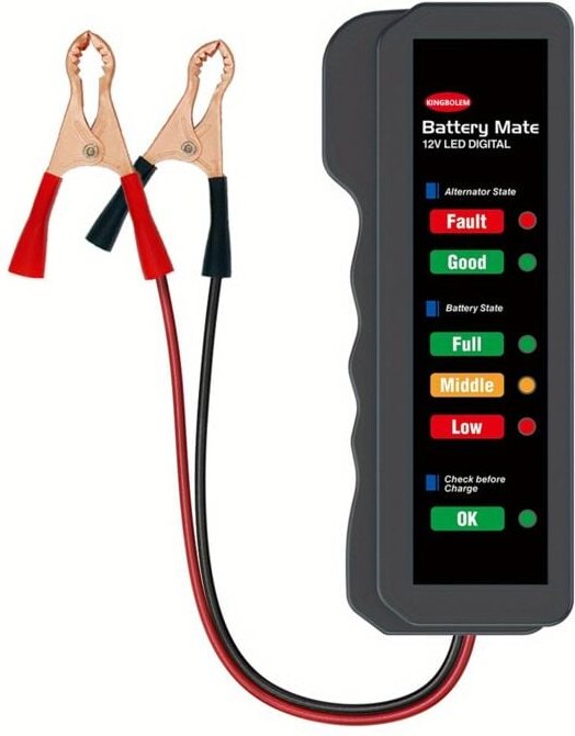 Dolaso - Mini-Autobatterietester, 12 v, digitaler Lichtmaschinentester, 6 LED-Leuchten, Erkennungsanzeige-Tool