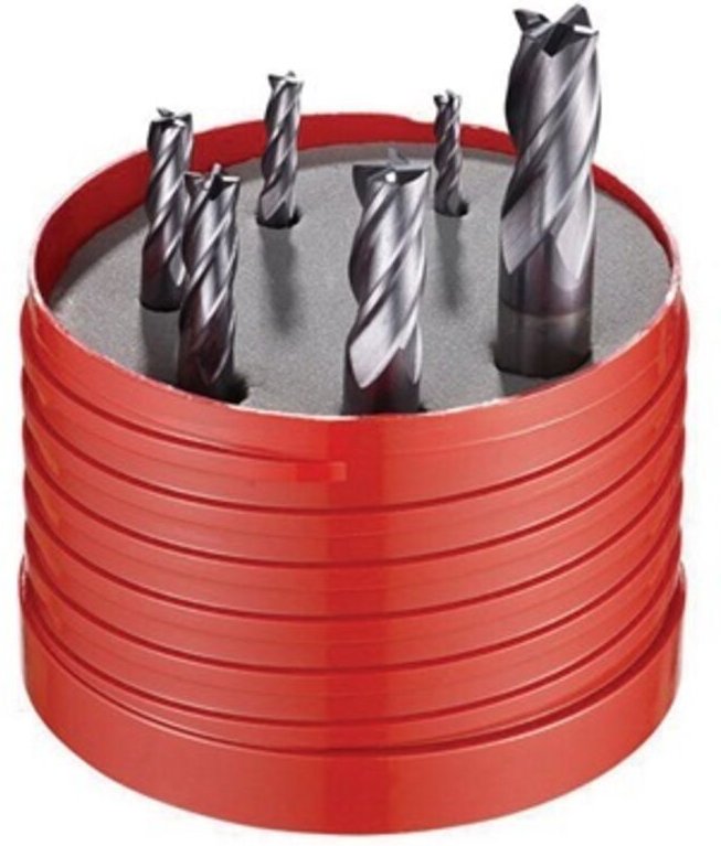 Schaftfräserset Nr.944 D.3/4/5/6/8/10mm Z.4 vhm TiAlN 6tlg.Runddose Dormer