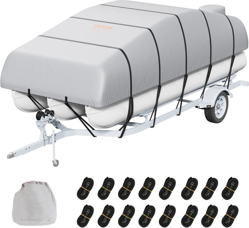 Vevor Ponton-Boot-Abdeckung, 701-731 cm Wasserdichte, Anhängerfähige Ponton-Abdeckung, 800D Marine Grade pu Oxford-Geweb...