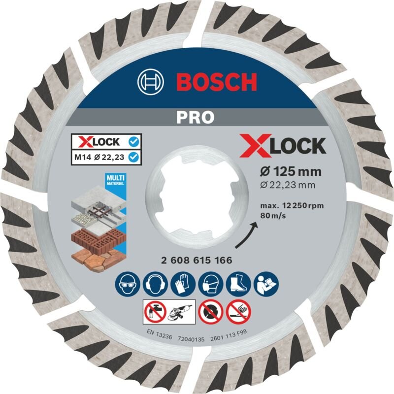 Bosch - pro Multi Material X-Lock Diamanttrennscheibe, 125 x 22,23 mm, 22,23 mm