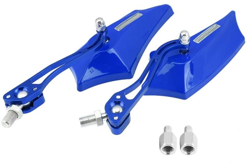 Zoternen - Motorrad-Rückspiegel, 1 Paar, Aluminium-Seitenspiegel, Roller, 10 mm, 8 mm, universell, 4 Farben (blau)