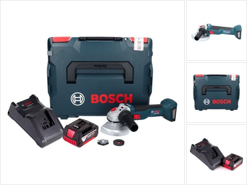 Bosch GWS 18V-10 Professional Akku Winkelschleifer 18 V 125 mm Brushless + 1x Akku 5,0 Ah + Ladegerät + L-Boxx