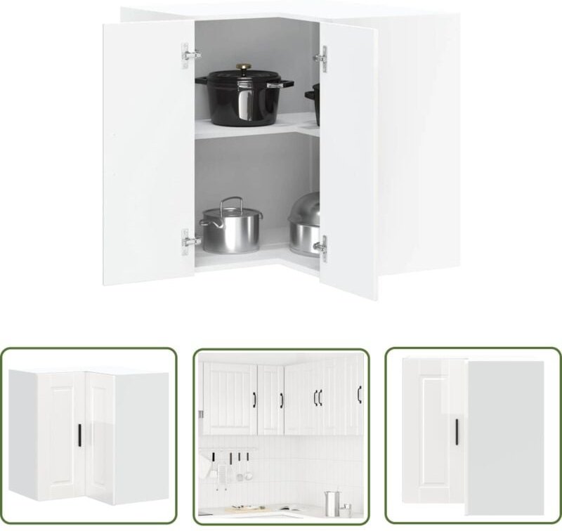 Thumbnail - The Living Store - vidaXL Küchen-Eckhängeschrank Porto Hochglanz-Weiß Holzwerkstoff