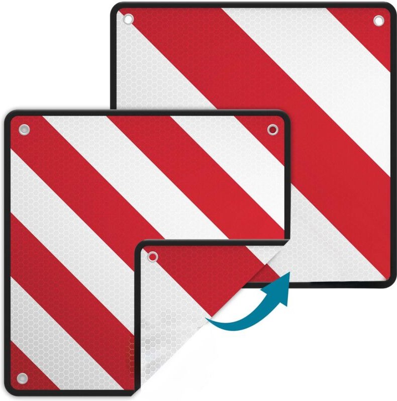 Wiltec - 2in1 rot weiße Warntafel Spanien und Italien aus Aluminium mit Befestigungslöchern 500x500 mm reflektierend War...