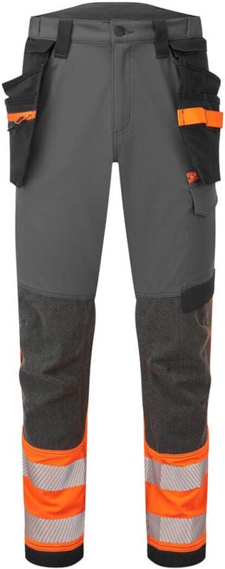 Portwest EV4 Warnschutz Stretch Bundhose Klasse 1 mit abnehmbaren Holstertaschen Regulär Orange 32