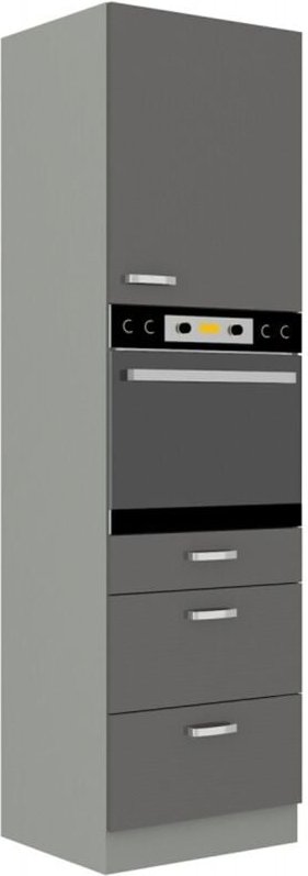 Küchen Preisbombe - Küchen Hochschrank 60 Bianca Grau Hochglanz + Grau Küchenzeile Küchenblock Grey