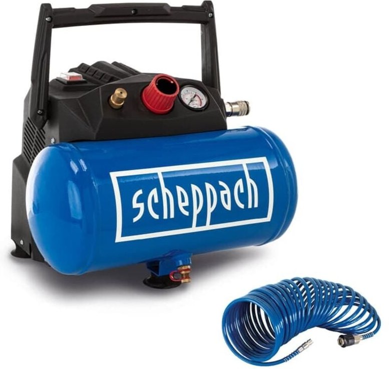 Scheppach - Kompressor HC06 ölfrei 6L 8bar 1200W + 5 m Sprialschlauch