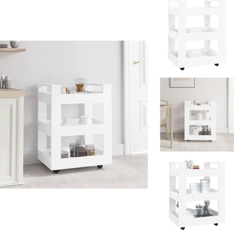 Küchenwagen Weiß 60x45x80 cm Holzwerkstoff - Küchenwagen - Kücheninsel - Küchenregale - Holzwerkstoff Möbel - Weißer Küc...