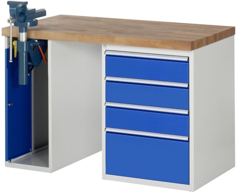Werkbank Modell 7510 mit 4 Schubladen und Schrank BxTxH 1250x700x840mm - RAU