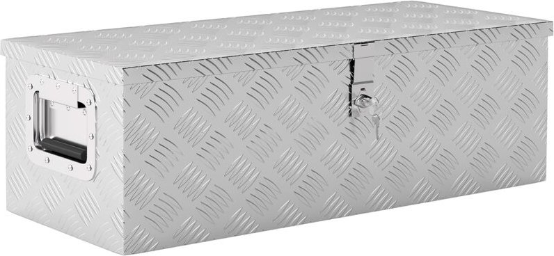 Gerätekasten 76 x 33 x 25 cm Werkzeugkasten Deichselbox Transportbox Alubox Alukoffer Aluminiumkiste Alu Silber - Homcom