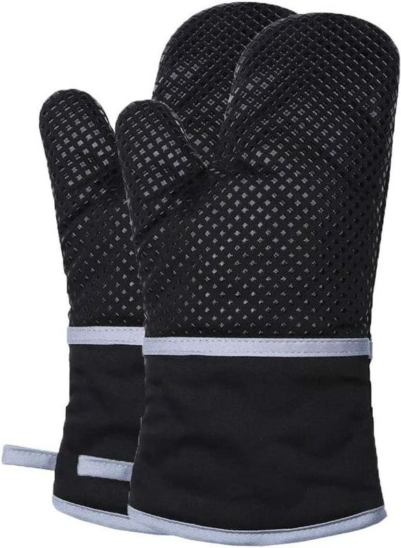 Ofenhandschuhe und Isolierpads, hitzebeständige Ofenhandschuhe, Küchenhandschuhe, Kochen in der Mikrowelle, (Paar) (schw...