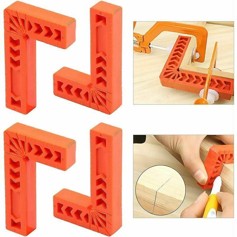 Linghhang - 4-teiliges Positionierungsquadrat, rechtwinklige Klemmen, rechtwinkliges L-Lineal, Zimmermannswerkzeug (80 m...