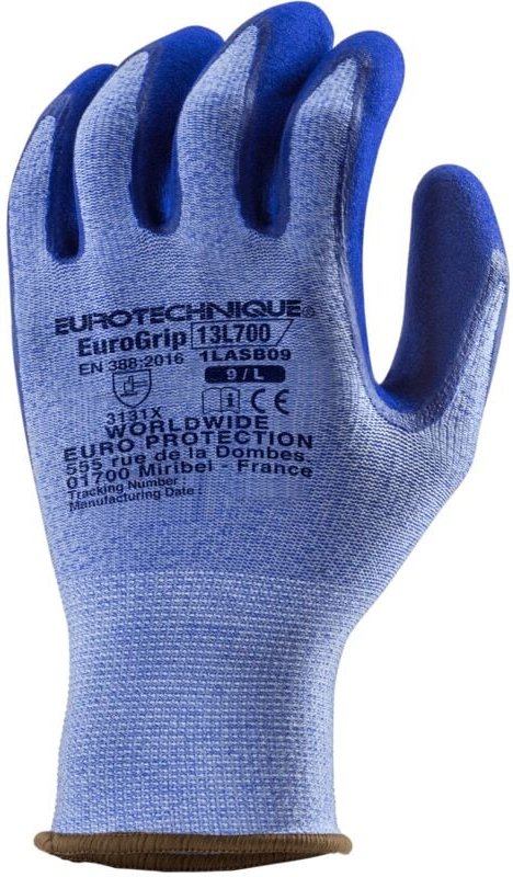 Handschuhe für Handhabung EUROGRIP 13L700 aus Polyester und Spandex, blau – 13-Gauge – doppelte Latex-Beschichtung, blau...