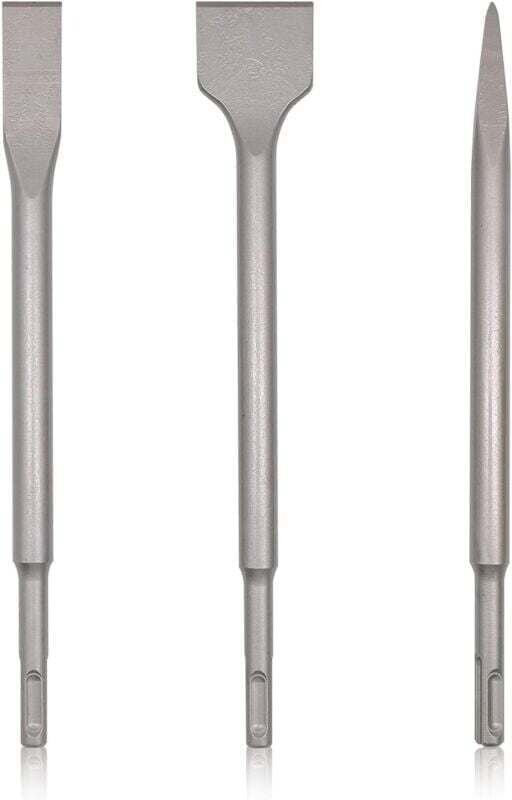 3-teiliges SDS-Plus-Meißel-Set, großer flacher Spitzmeißel, Hammerbohrmeißel-Set für Fliesen, Beton, Stein, Mauerwerk, f...